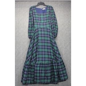 Ivy City Co Plaid Maxi Dress - Green and Blue